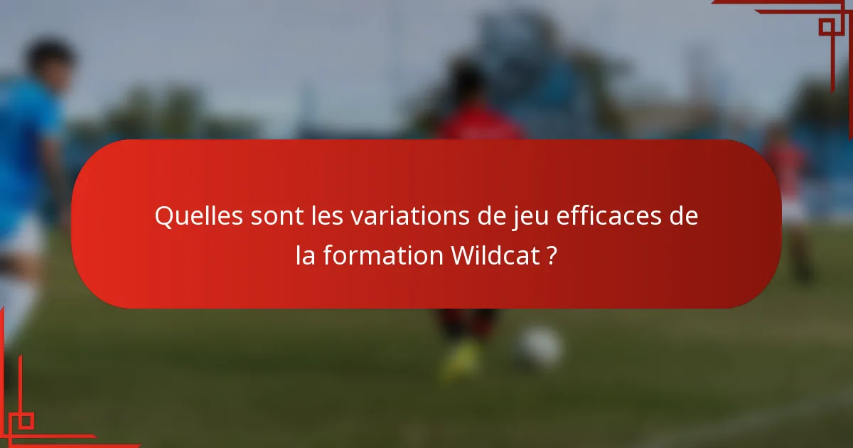 Quelles sont les variations de jeu efficaces de la formation Wildcat ?