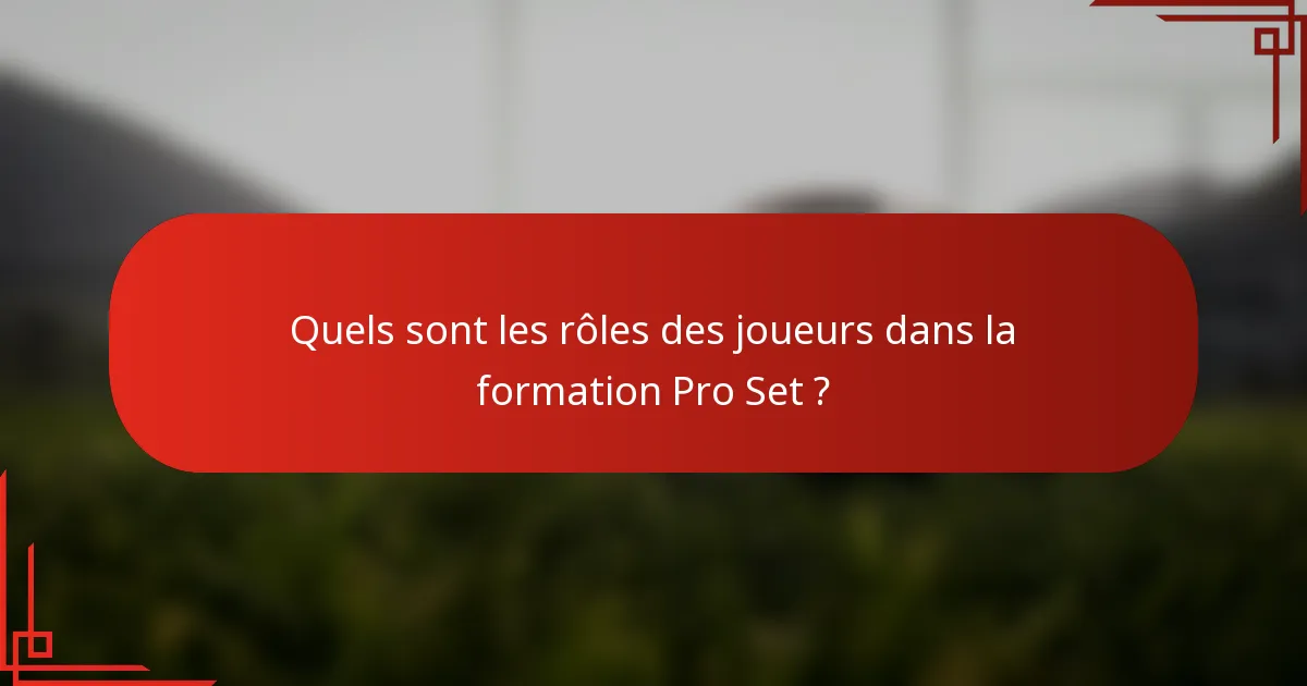 Quels sont les rôles des joueurs dans la formation Pro Set ?