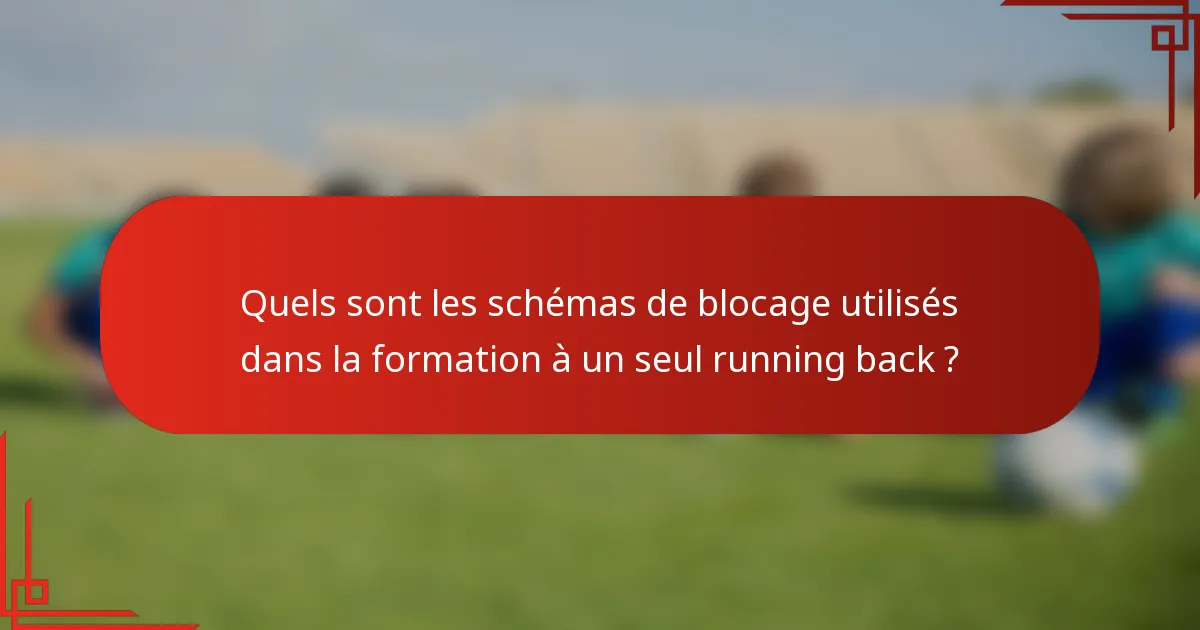 Quels sont les schémas de blocage utilisés dans la formation à un seul running back ?